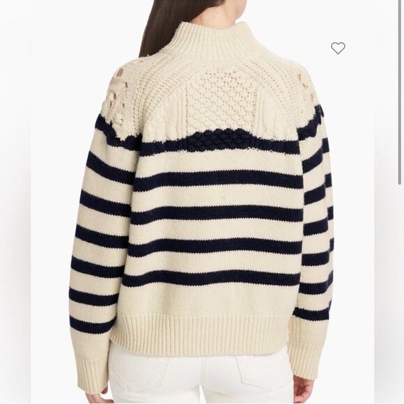 Ba&sh Palo Cream Black Striped 100% Wool Pullover Sweater Women’s Size Medium - Picture 2 of 11